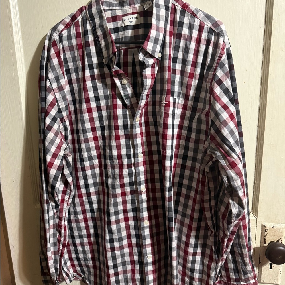 Dockers Men's Plaid Shirt - Red, Black, White